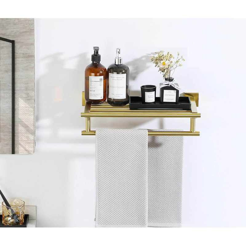 Wall Mounted Required Towel Rack, Gold