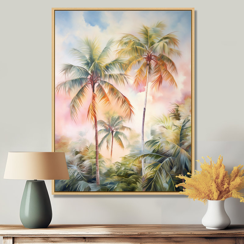 Décoration murale Lindamere Palm Trees Romantic Sunset III - Palmiers et palmiers, H 44 po x l 34 po x P 1,5 po