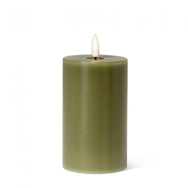 Bougie sans flamme et sans parfum, Vert, H 5 po x l 3 po x P 3 po, 1