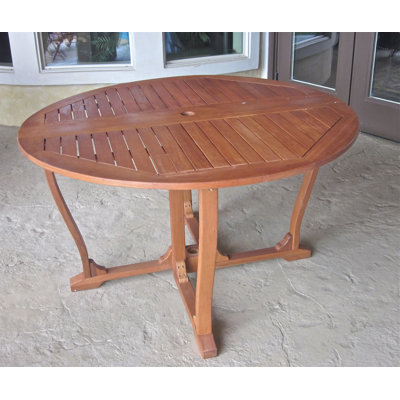 Church Street Round Yellow Balau Outdoor Bar Table With Umbrella Hole , in. W 51'' in. D