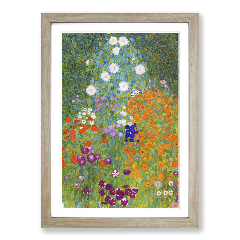 Flower Garden by Gustav Klimt - Framed Print, Oak