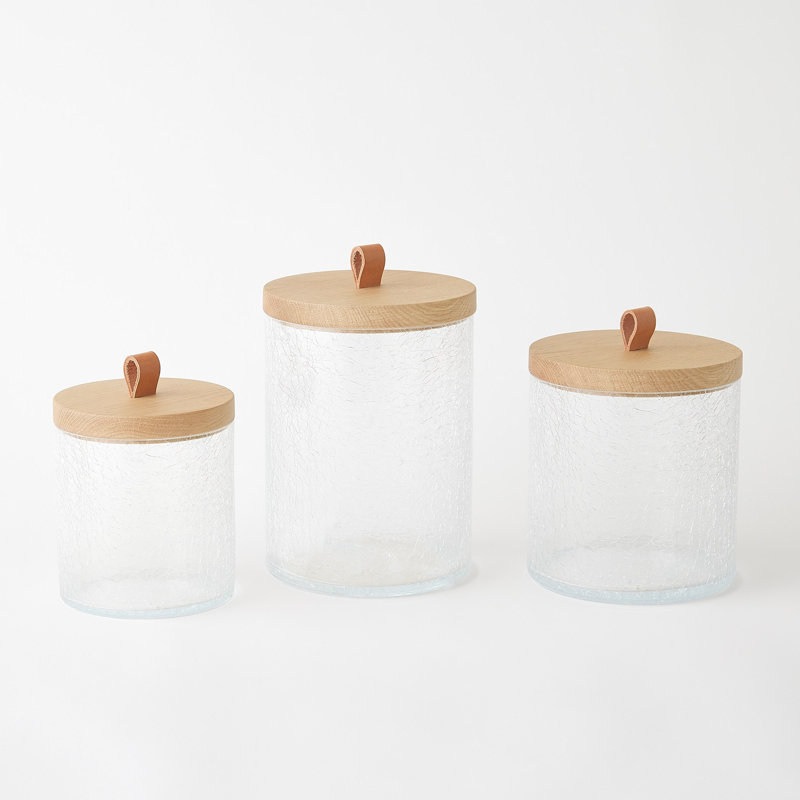 Crackle Glass Canister w/Lid, 88 oz