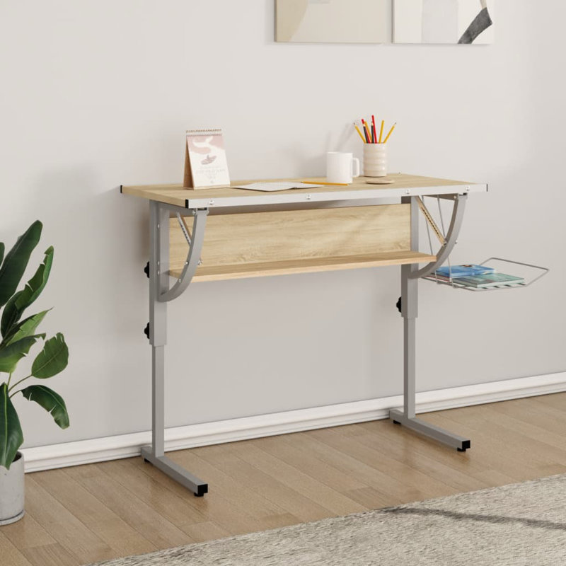 Arven Metal Base Writing Desk, Brown