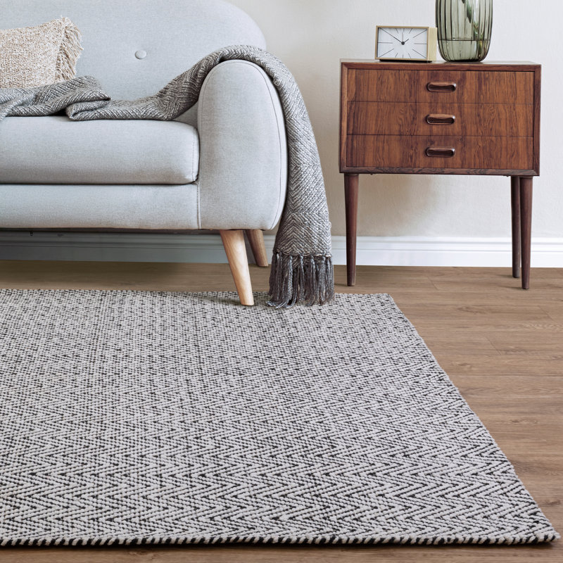 Aaron Jute Flatweave Black / White Rug, Rectangle 120 x 170cm