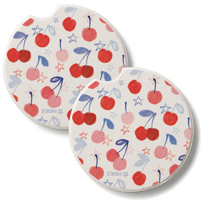 Cherry Stars 2 Pack Stone Car Coasters