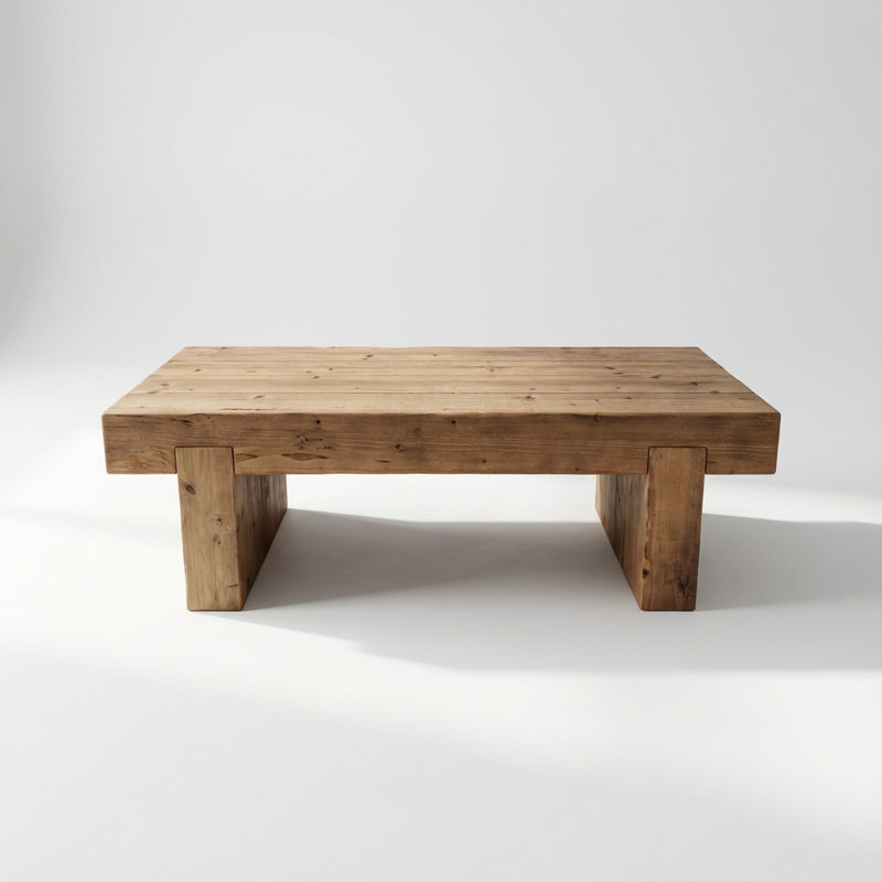 Table basse moderne en bois massif de style rustique moderne avec plateau spacieux