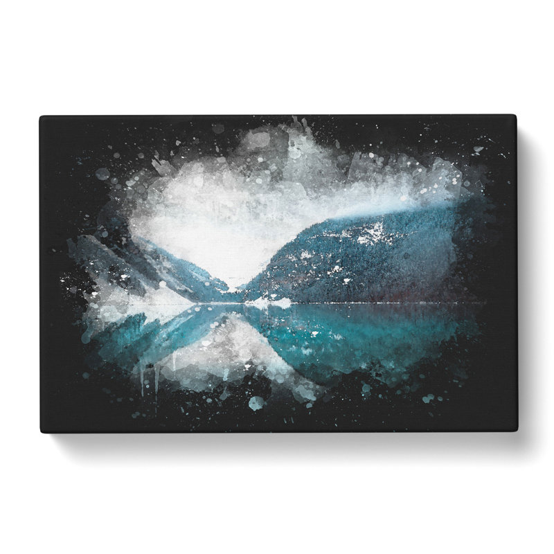 Mountain Range Reflection - Wrapped Canvas Painting, 60cm H x 91cm W x 3cm D