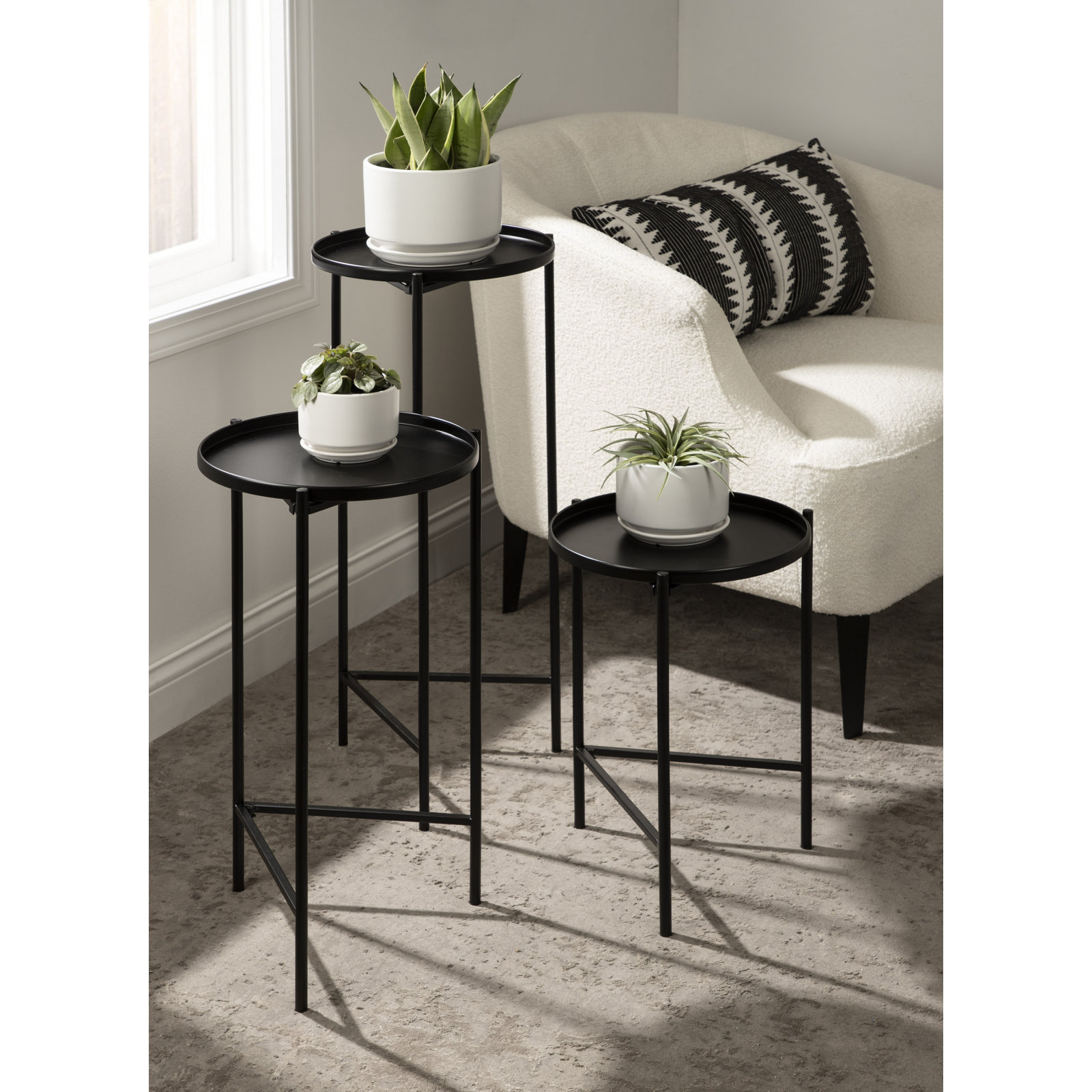 Quince 3-Piece Living Room Table Set, Black