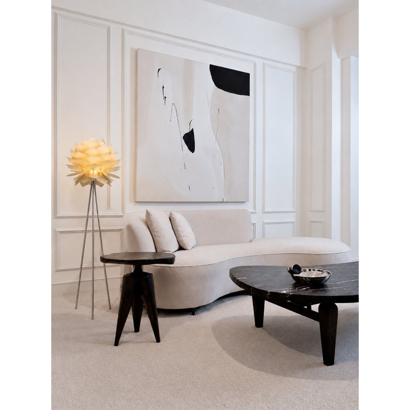 Lampe sur pied en bois naturel articulé 1 lumière Beebe avec quincaillerie chromée