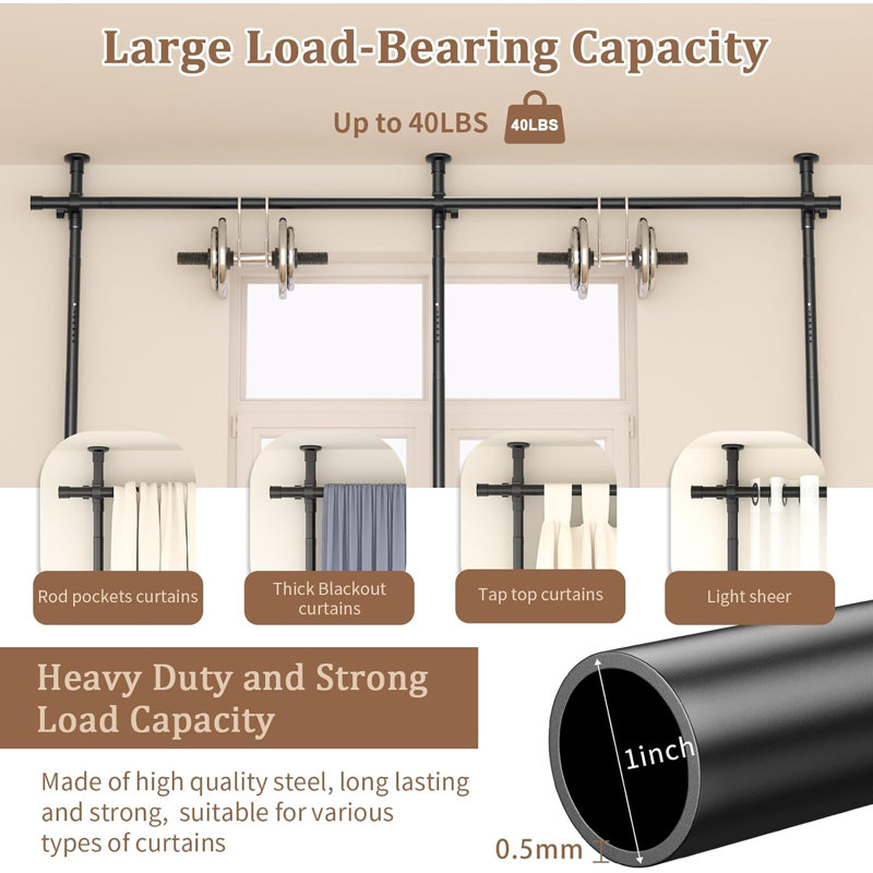 Room Divider, Height And Width Adjustable No Drilling Curtain Rod, Heavy Duty Metal Tension Wall Divider For Room Separation, Portable Wall Partition Separators Not Included Curtains