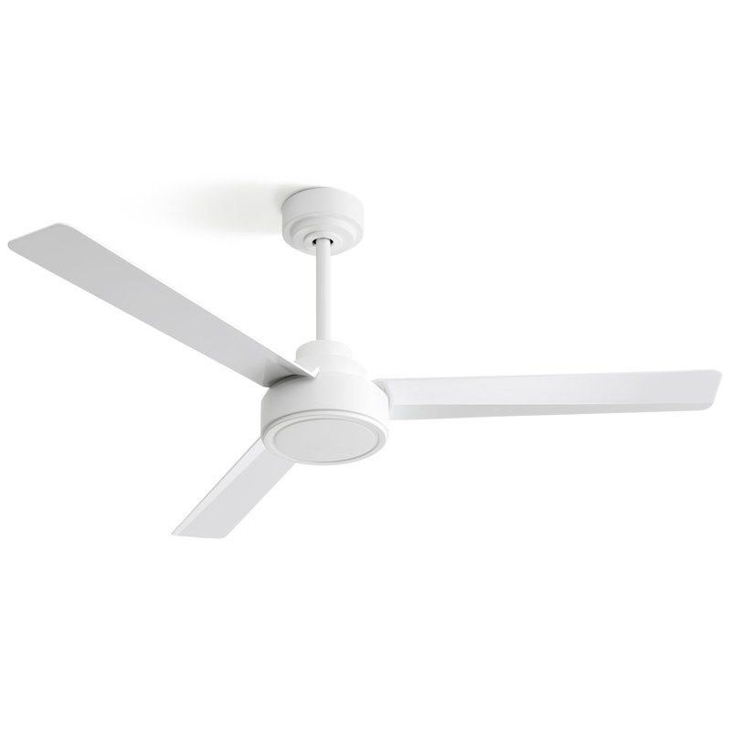 KempModern 52 po Ventilateur de plafond blanc intérieur / extérieur sans lumière avec télécommande 6 vitesses silencieux