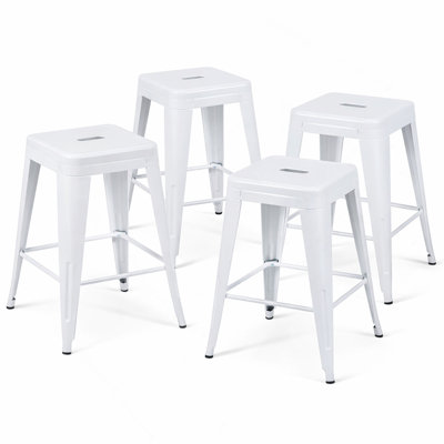 Tabouret à hauteur de comptoir 24 po, tabourets de bar en métal sans dossier, ensemble de 4, non empilable, amovible et facile à assembler, conception peu encombrante pour îlot de cuisine / bar / café / salle à manger