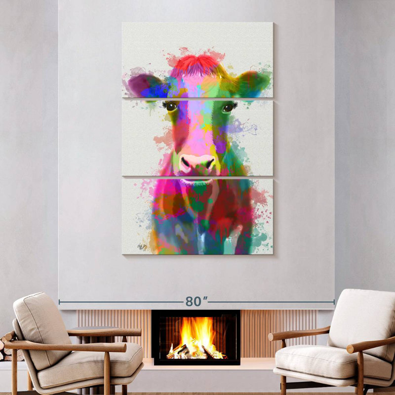 Brampt Rainbow Splash Cow, 74" H x 48" W
