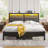 Bed Frame with Storage Headboard, Metal Platform Bed Frame with RGB Lights & Outlets-74872731-76307303-89111811