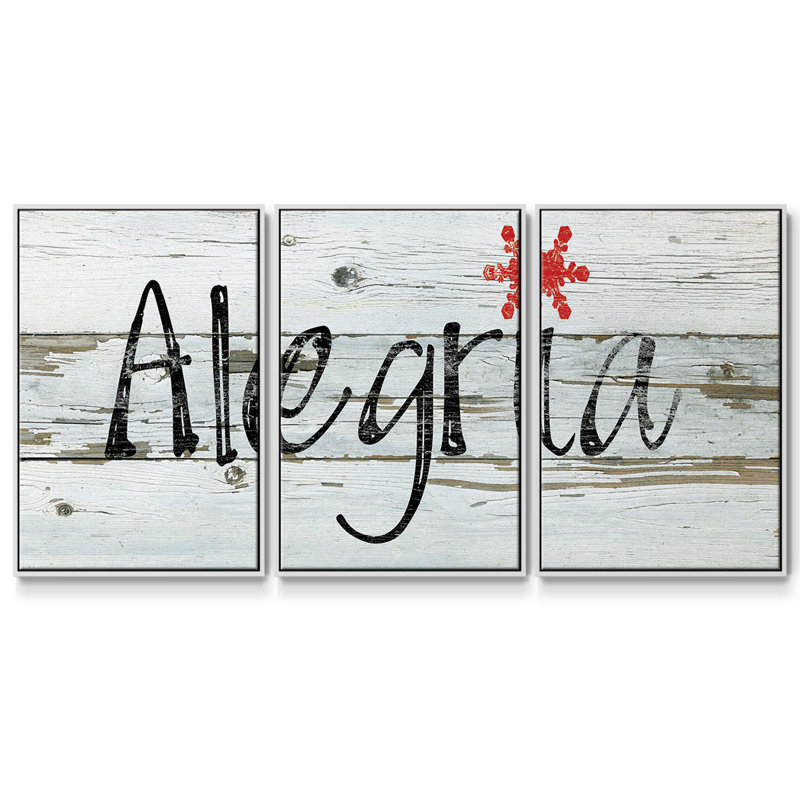 Alegria, peinture sur toile 3 pièces, H 40 po x l 78 po, Cadre blanc