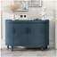 Buffet moderne incurvé de 47,2 pouces avec 4 portes et tablettes intérieures réglables pour le salon, la cuisine, la chambre à coucher et le couloir (bleu)-1058852539