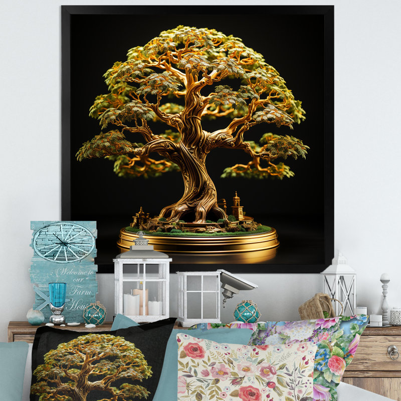 Bonsai Tranquility Expression, H 30 po x l 30 po x P 1 po, Cadre simple noir
