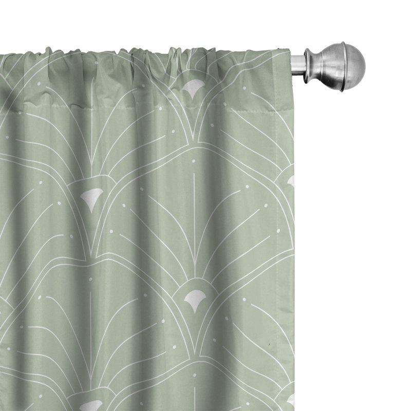 Semi Sheer Curtain Pair, Pale Green/White, 56" W x 84" L