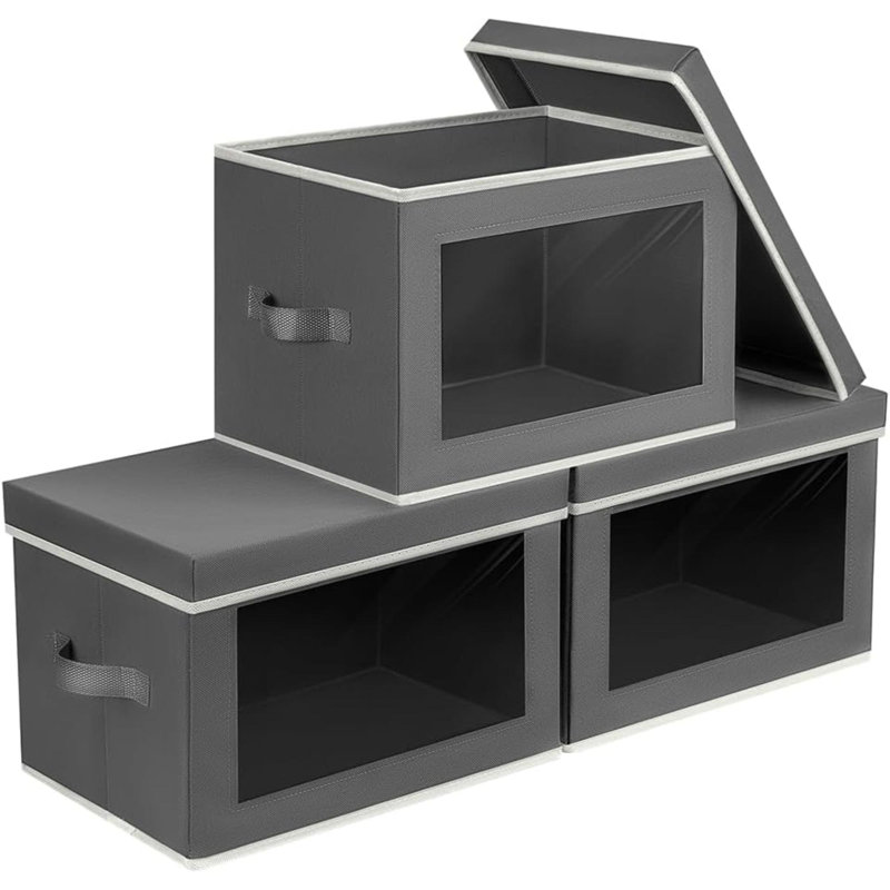 Storage Bins With Lids  Fabric Storage Boxes With Collapsible Storage Bins With Window Decorative Closet Organizers And Storage For Clothestowels Books