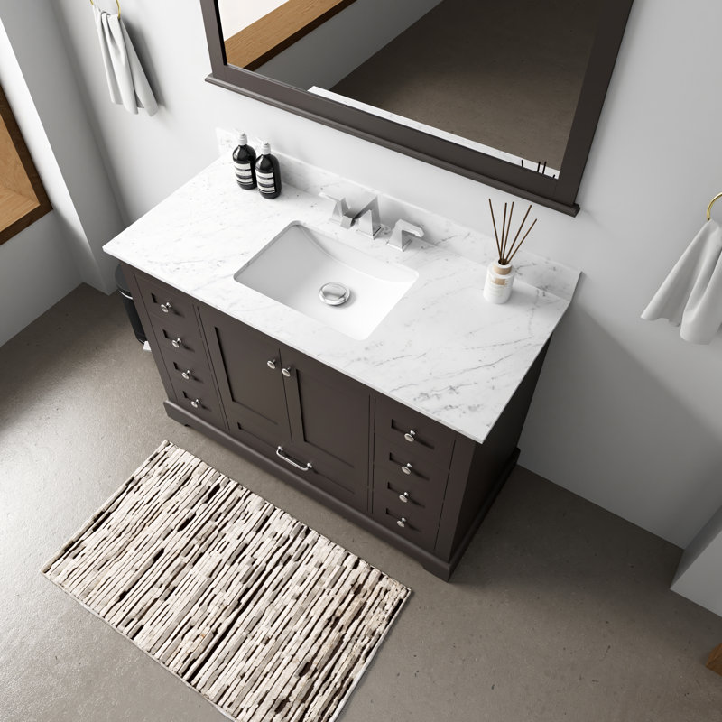 Dukes 48" Espresso Single Vanity with White Carrara Marble Top