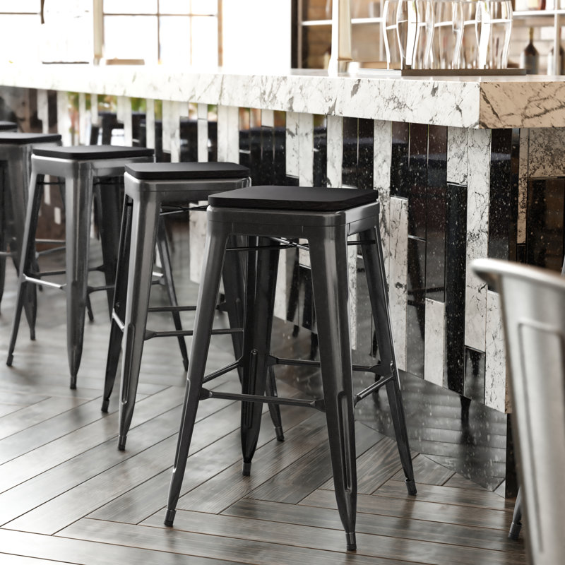 Tabouret de bar Bushea, Noir, Tabouret de bar (siège d'une hauteur de 30 po)