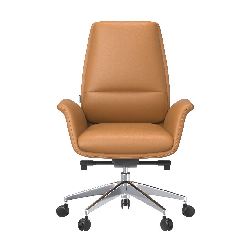 Fauteuil de direction ergonomique à haut dossier - Cuir végétalien de qualité supérieure avec structure synchro-inclinable et aluminium poli