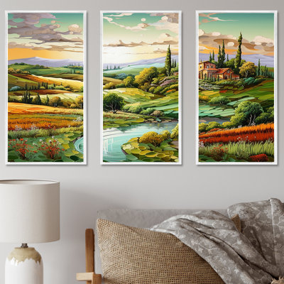 Paysage italien, campagne, ensemble d'art sur toile