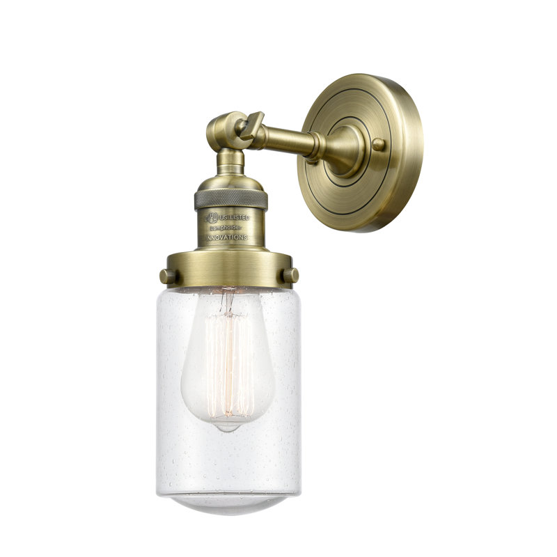 Armed Sconce, Seedy, Antique Brass, 6 Watt Vinage LED Bulb