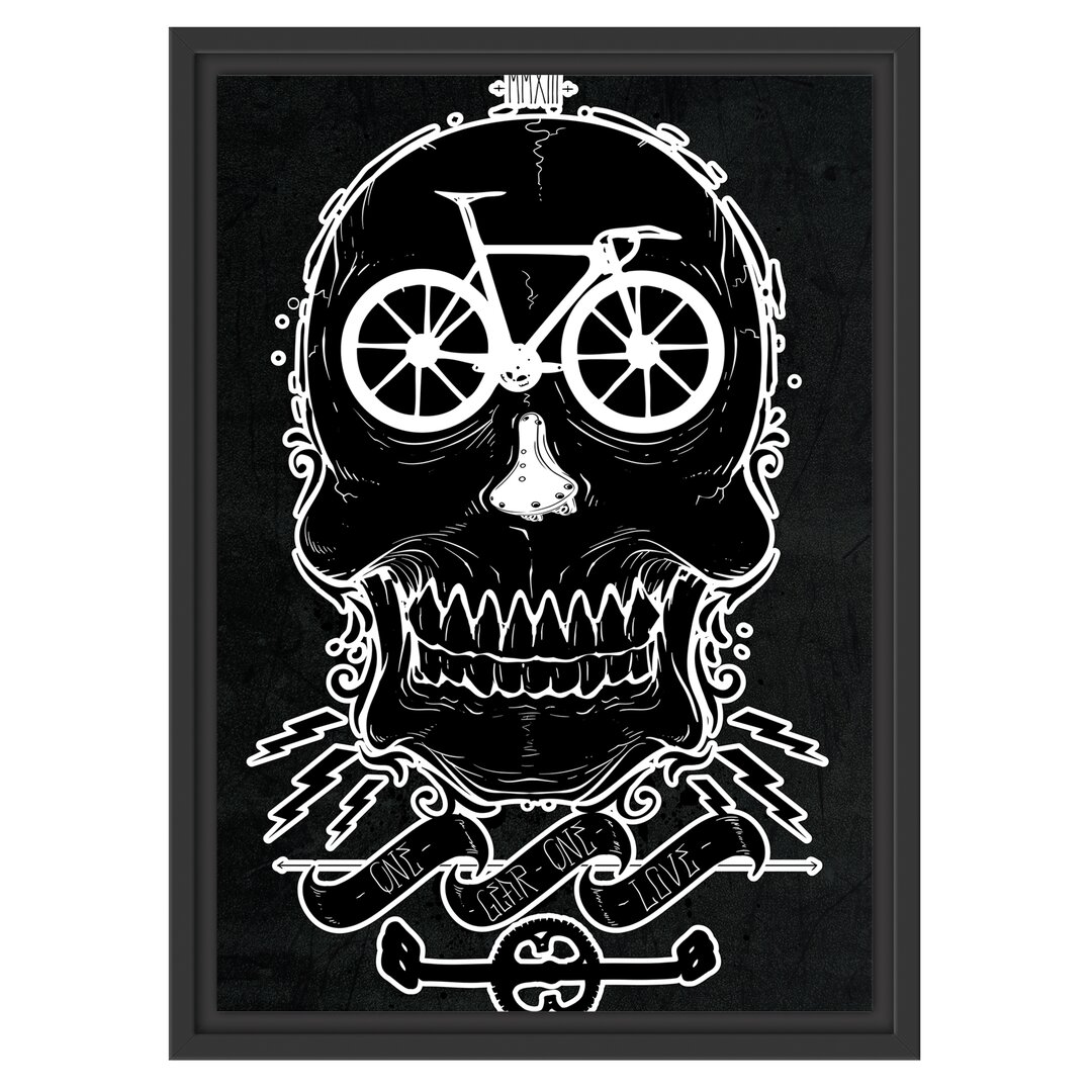 Gerahmtes Wandbild Fahrrad schwarze Liebe