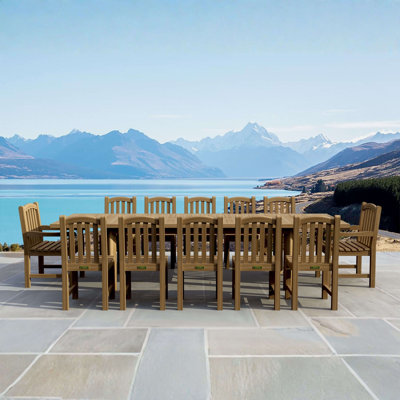 13-PC CHELSEA RECTANGULAR DOUBLE EXTENSION DINING TABLE SET