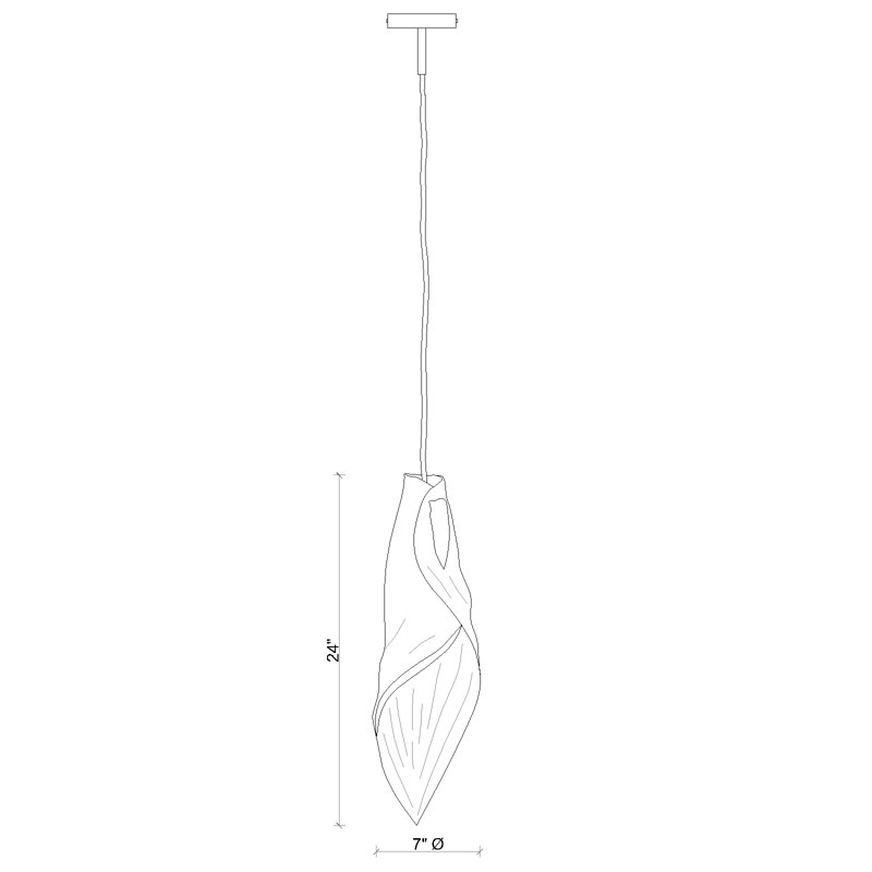 Xavier Clarisse Medium Embossed Leather Pendant Light, 24'' H x 7'' W x 7'' D, Bone