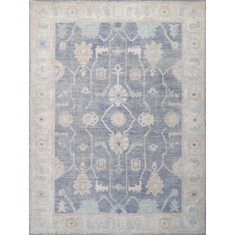 Tapis argenté et crème noué à la main de haute qualité