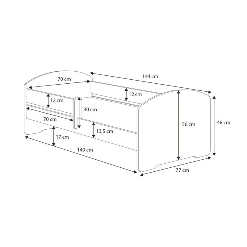 Luk children's bed with drawer - Police, Cot Bed / Toddler (70 x 140cm)