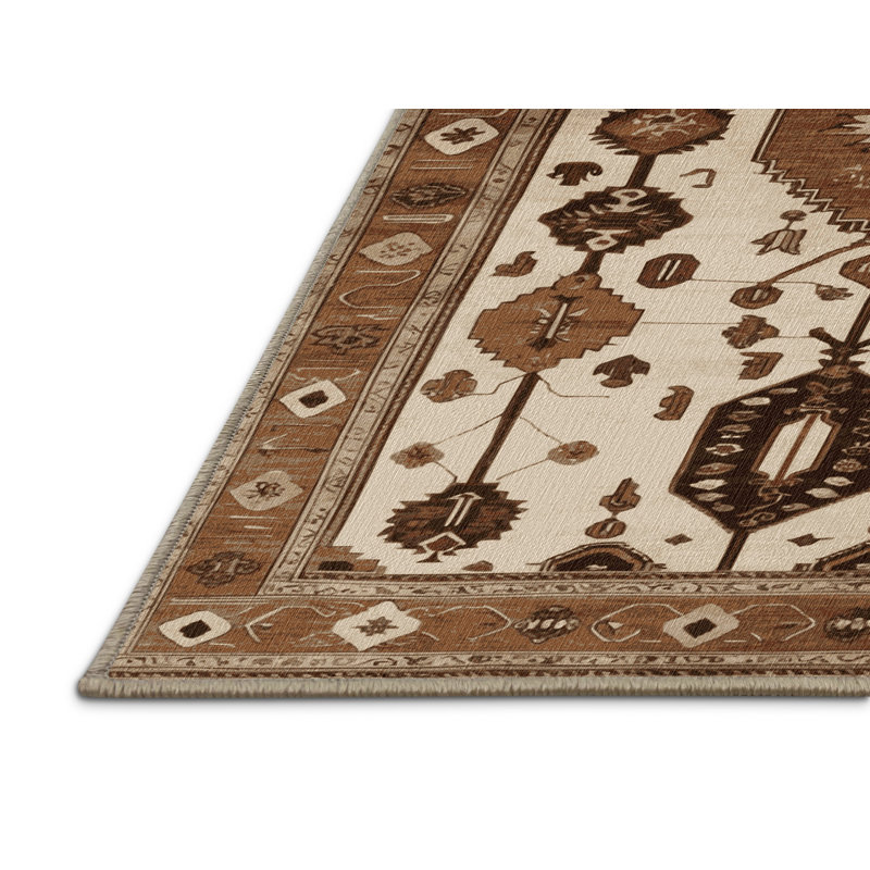 Tapis beige lavable à la machine, Carré 5 pi