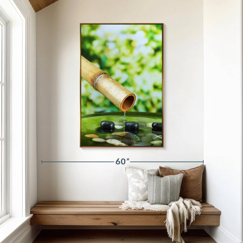 Fontaine en bambou, Floating Frame Gold, 31" x 46"