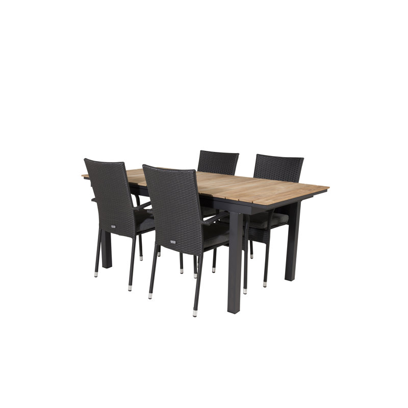 Anoki 4 - Person Patio Dining Set with Extendable Rectangular Table , Cushions Included