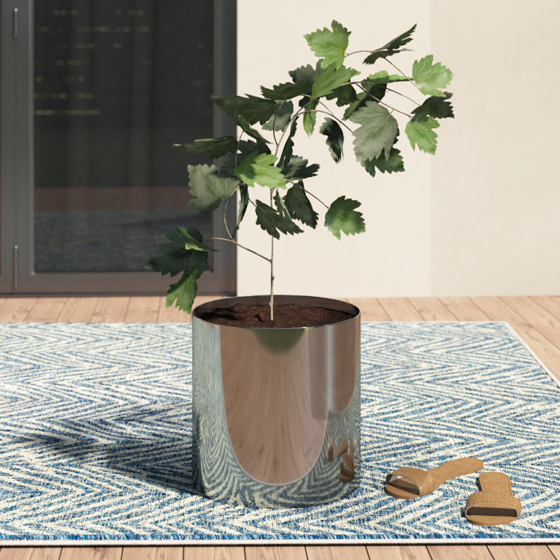 Harrogate Metal Pot Planter, 20"H x 24"W x 20"D, Silver