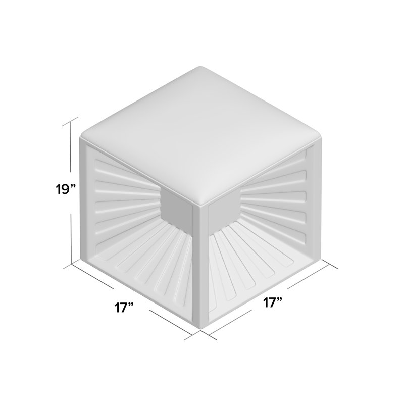 Natural Fir Wood Cube Ottoman with Linen Cushion