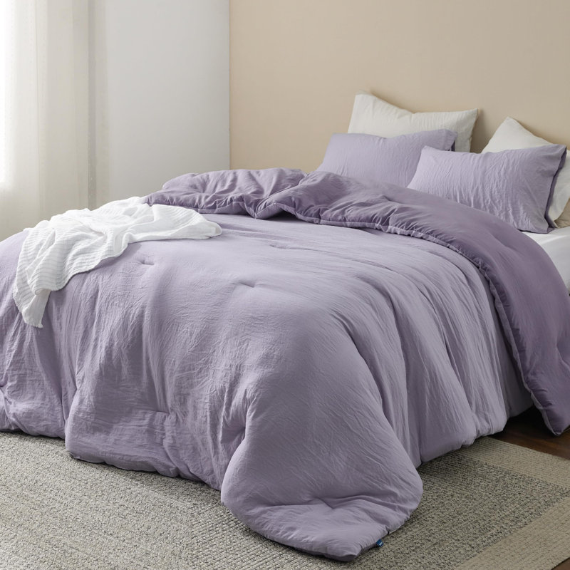 Bedsure Reversible Prewashed Comforter Set, Grayish Purple/Lavender, Queen Comforter + 2 Standard Pillowcases