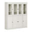 Armoire de cuisine haute 100% en bois massif avec portes en verre et 2 tiroirs, tablettes réglables, armoire de rangement modulaire de cuisine Pulcova, l 65 po x H 71,5 po-573375568