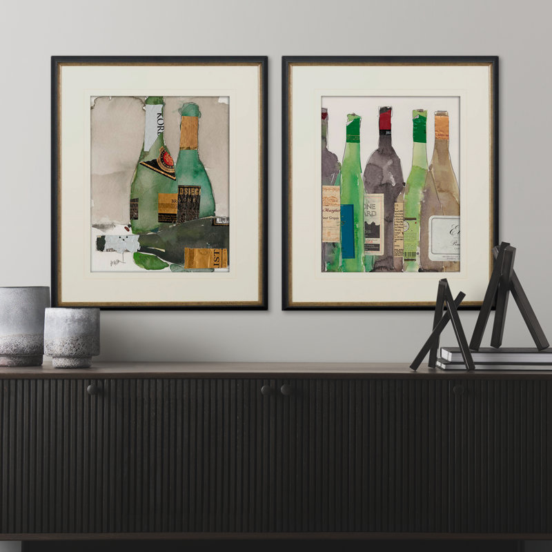 After the Bubbly II by Samuel Dixon a Hand Embelished Textured Framed Art Print Matted under Glass