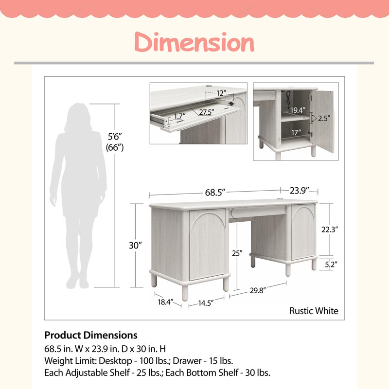Bureau à double caisson, design moderne