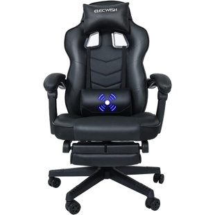 Elecwish Reclining Video Gaming Chair - Computer Gaming Chair with  Footrest, Lumbar Suppport Neck Pillow, PU Leather