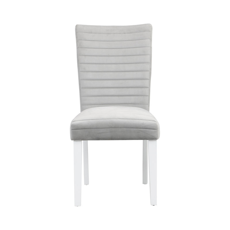 Ensemble de 2 chaises d'appoint en velours gris et blanc à finition brillante élisaveta