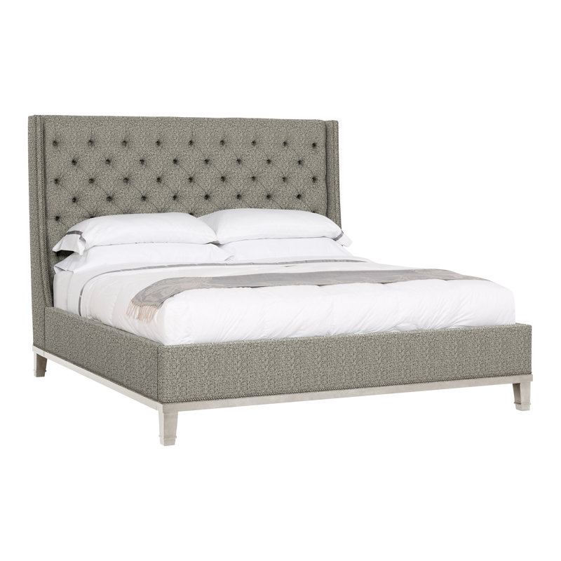 Michael Weiss Upholstered Wingback Bed, Casa Blanca, Tuck Graphite