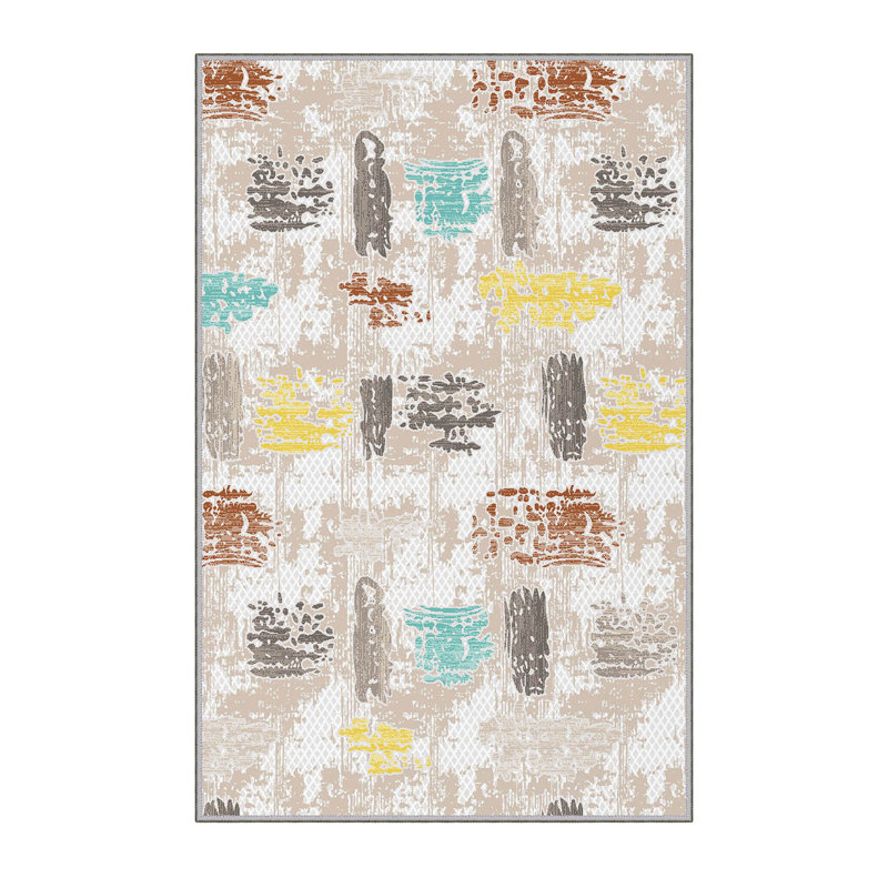 Stylish Woven Carpet (3.9 x 4.0 ft), 100% Polyester, Pile Height: 0.3 in | Antibacterial & Non-Slip Underside, 3D Digital Printing | Machine Washable, Perfect for Home Décor, Living Room & Bedroom Use