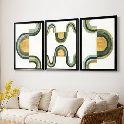 Analogous Arches I  -Custom Framed  Wrapped Gallery Canvas - 3 Pieces