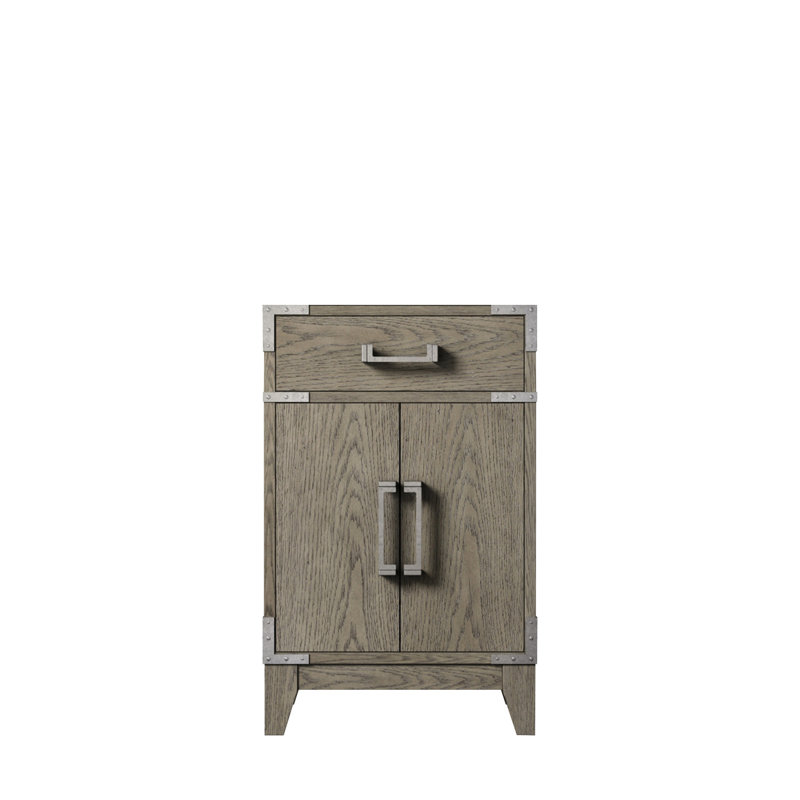 Meuble-lavabo simple en chêne gris 20 po X 18 - Fermeture en douceur, grand espace de rangement entièrement assemblé pour une utilisation instantanée