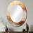 Minimal Gold And Beige Abstract River II - Beige Oval Wall Mirror Decor-1753226203