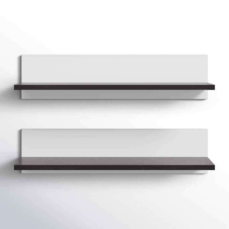 Tilden 2 Piece Picture Ledge Wall Shelf, White/Dark Walnut